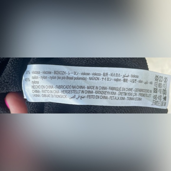 ZARA TEXTURED VISCOSE NYLON BLEND KNIT TUNIC WITH FRINGE BLACK V-NECK; SIZE M - Picture 3 of 5